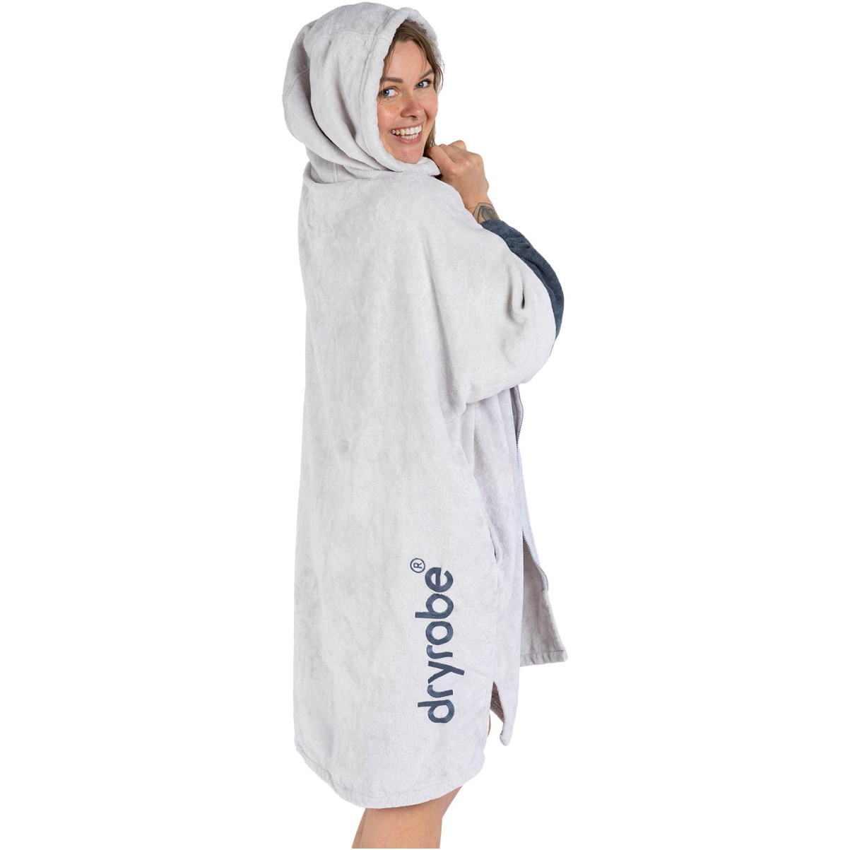 2026 Dryrobe Albornoz De Toalla Con Capucha Y Cremallera Para Adultos FZORGTWLNC - Nimbus Cloud